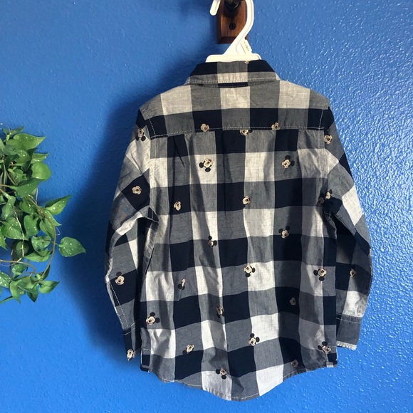 Disney Baby Gap Mickey Mouse Long Sleeve Button Down Shirt. Blue/Wht Check. 3YRS - Picture 3 of 13